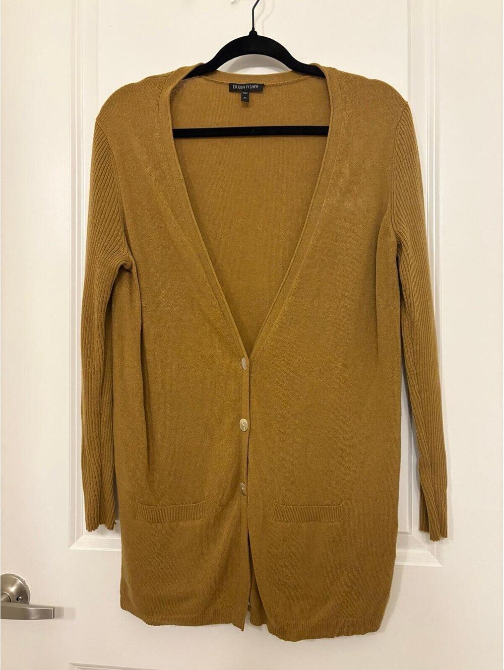 Eileen Fisher Lambswool and Cashmere Long Cardigan